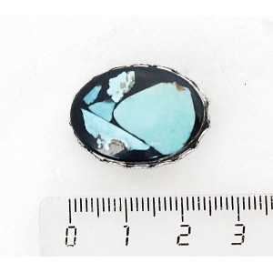 Брошь из бирюзы натуральной, мозаика, овал 25х18мм