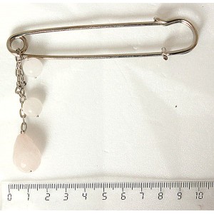 Брошь-булавка с розовым кварцем 98мм