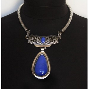 Колье-гривна из лазурита (имитация), капля 50х28мм