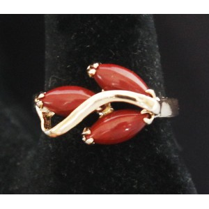 Кольцо с яшмой красной "большой рис"