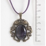 Кулон из аметиста, овал 25х18мм, оправа цвет бронза "2 дракона"