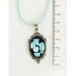 Кулон из бирюзы (натуральная), мозаика, овал 25х18мм, оправа "медальон"