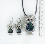 Комплект: кулон и серьги из гелиотиса "сова"