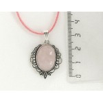 Кулон из кварца розового, овал 18х13мм, оправа "трилистник"