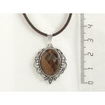 Кулон из тигрового глаза, овал 18х13мм огранка, оправа "трилистник"