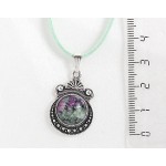 Кулон из цоизита, круг 12мм, оправа "корона"