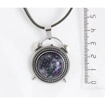 Кулон из цоизита, круг 20мм,  оправа "будильник"