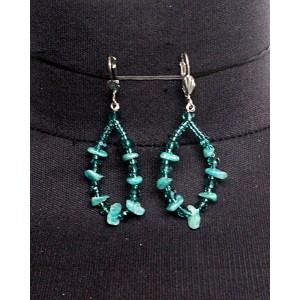 Серьги из амазонита, галтовка+хрусталь, "воздушная капля"