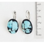 Cерьги из бирюзы (натуральная), мозаика, овал 25х18мм, замок петелька