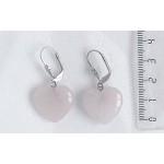 Серьги из розового кварца, сердечки 20мм