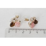 Серьги из коралла (розовый) и тигрового глаза "1 роза 1 лист"