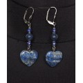 Серьги из лазурита (нат.цвет), сердечки 20мм + бусинка
