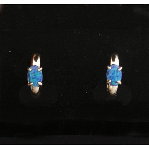 Серьги из опала сине-зеленого (иск.) "колечки"