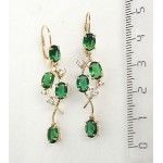 Серьги из циркона зеленого "веточка"