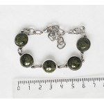Браслет из змеевика, круг 12мм, 5 камней, цепочка