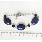 Браслет из лазурита (темно-синий), овалы 18х13мм + шарик 6мм, цепочка