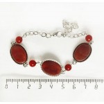 Браслет из сердолика, овалы 18х13мм (ТЕМНЫЙ ГЛАДКИЙ) + шарик 6мм, цепочка