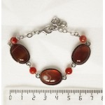 Браслет из сердолика, овалы 18х13мм (ПОЛОСАТЫЙ ГЛАДКИЙ) + шарик 6мм, цепочка