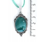 Кулон из агата зеленого (тонировка), овал 25х18мм, оправа "медальон"