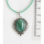 Кулон из агата зеленого (тонировка), овал 18х13мм, оправа "трилистник"