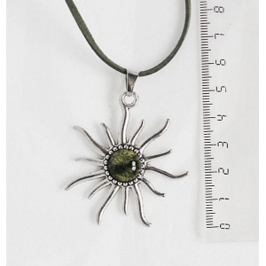 Кулон из змеевика "солнышко", круг 12мм