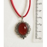 Кулон из сердолика, овал 18х13мм, оправа "трилистник"