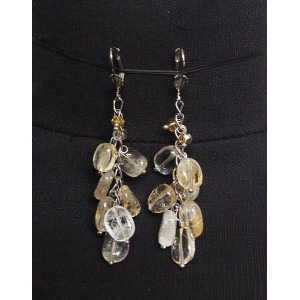 Серьги из цитрина, овалы 10-12мм, на цепочке