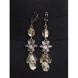 Серьги из цитрина, овалы 10-12мм, коннектор "маргаритка"