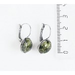 Серьги из змеевика, круг 12мм, нерж. сталь