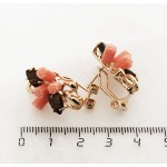 Серьги из коралла (розовый) и тигрового глаза "4 розы 2 листа" замок гвоздик+лапка