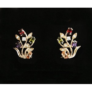 Серьги из фианита микс "райские ягоды"