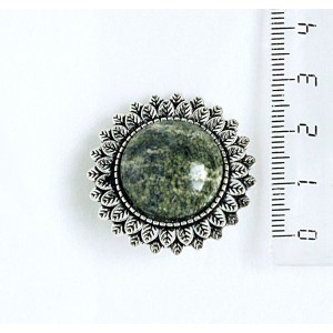 Брошь из змеевика "подсолнух", круг 20мм
