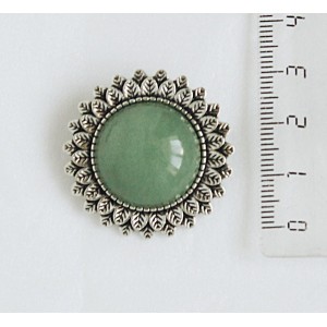 Брошь из зеленого кварца "подсолнух", круг 20мм