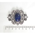 Брошь из лазурита "филигрань", овал 25х18мм