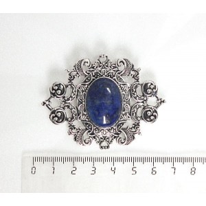 Брошь из лазурита "филигрань", овал 25х18мм