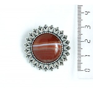 Брошь с сардониксом "подсолнух", круг 20мм