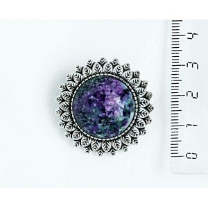 Брошь из цоизита "подсолнух", круг 20мм