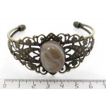 Браслет из агата кофейного (тонировка), овал 25х18мм, жесткая основа цвет бронза