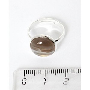 Кольцо c агатом серым, круг 12мм, безразмерное