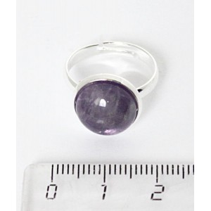 Кольцо с аметистом, круг 12мм, безразмерное