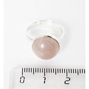 Кольцо с розовым кварцем, круг 12мм, безразмерное