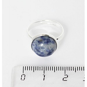 Кольцо с лазуритом (бело-синий), круг 12мм, безразмерное