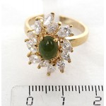 Кольцо с нефритом "стразы"