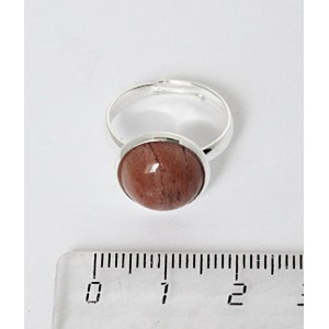 Кольцо с родонитом, круг 12мм, безразмерное
