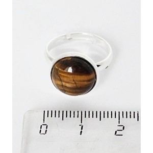 Кольцо с тигровым глазом, круг 12мм, безразмерное