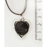 Кулон из агата серого, круг 18мм, оправа "сердечко"