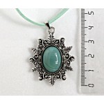 Кулон из агата зеленого (тонировка), овал 18х13мм, оправа "папоротник"