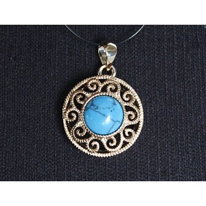 Кулон из бирюзы (имитация) "Восточное солнце", цвет темно-голубой