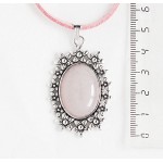 Кулон из кварца розового, овал 25х18мм, оправа "клумба"