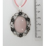 Кулон из кварца розового, овал 25х18мм, оправа "торжество"